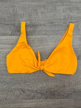 Midori Knot-Front Swim Top - Bright Yellow-Orange